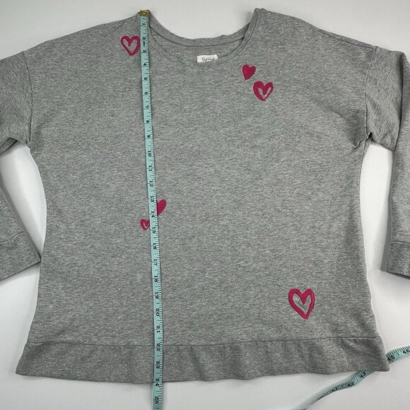 BedHead Pajamas Women's Gray Mon Amour Embroidered‎ Hearts Sweatshirt M/C43 - Picture 12 of 14